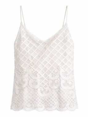 Doe & Rae Lace-Detail White Camisole Tank